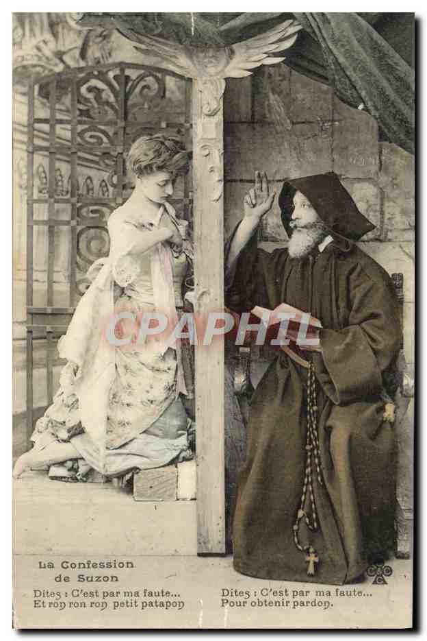 La Confession de Suzon — scène de confession avec un prêtre — éditeur Suzon, n° de série non visible