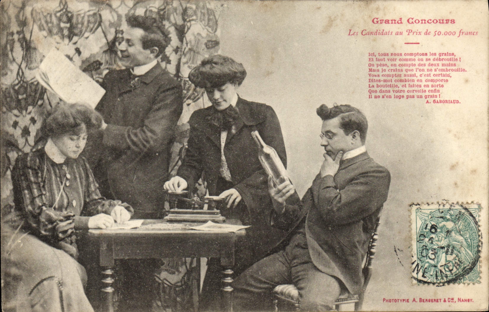 Grand Concours — Les Candidats au Prix de 50.000 francs — Phototypie A. Bergeret & Cie, Nancy