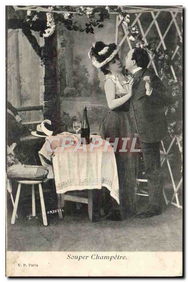 CPA Fantaisie Femme Souper champetre