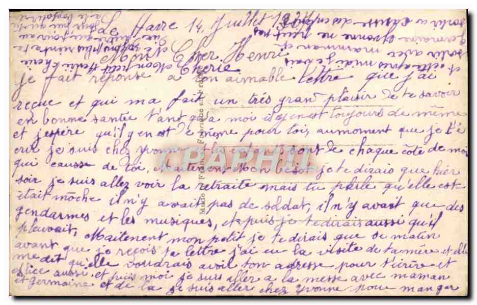 CPA Fantaisie Je t'attends Horloge — Verso
