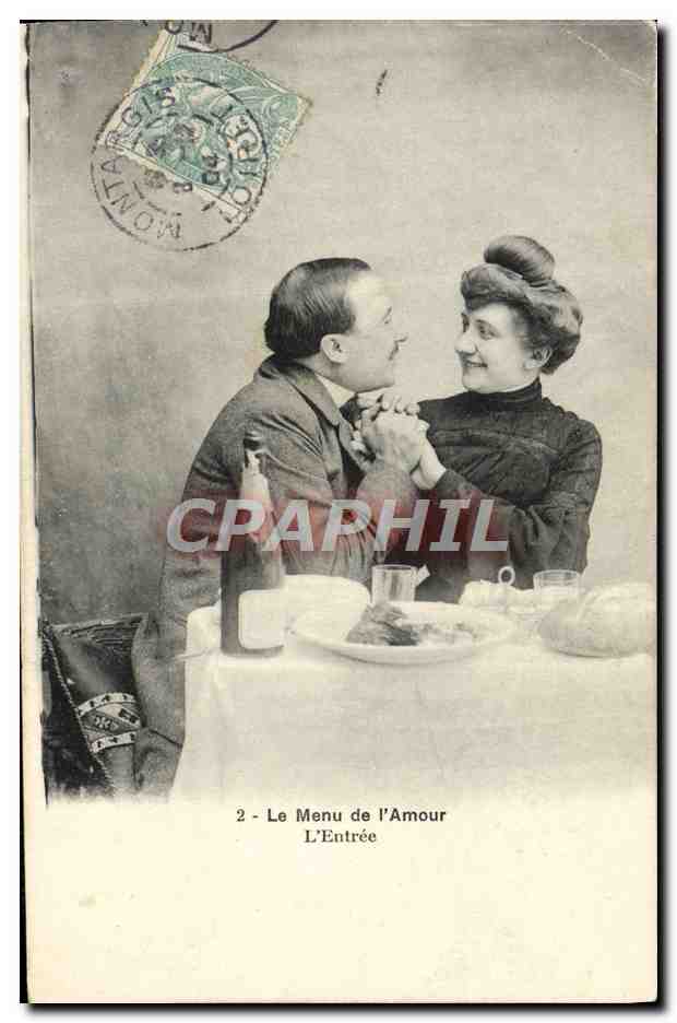 CPA Fantaisie Femme Le menu de l'amour L'entree