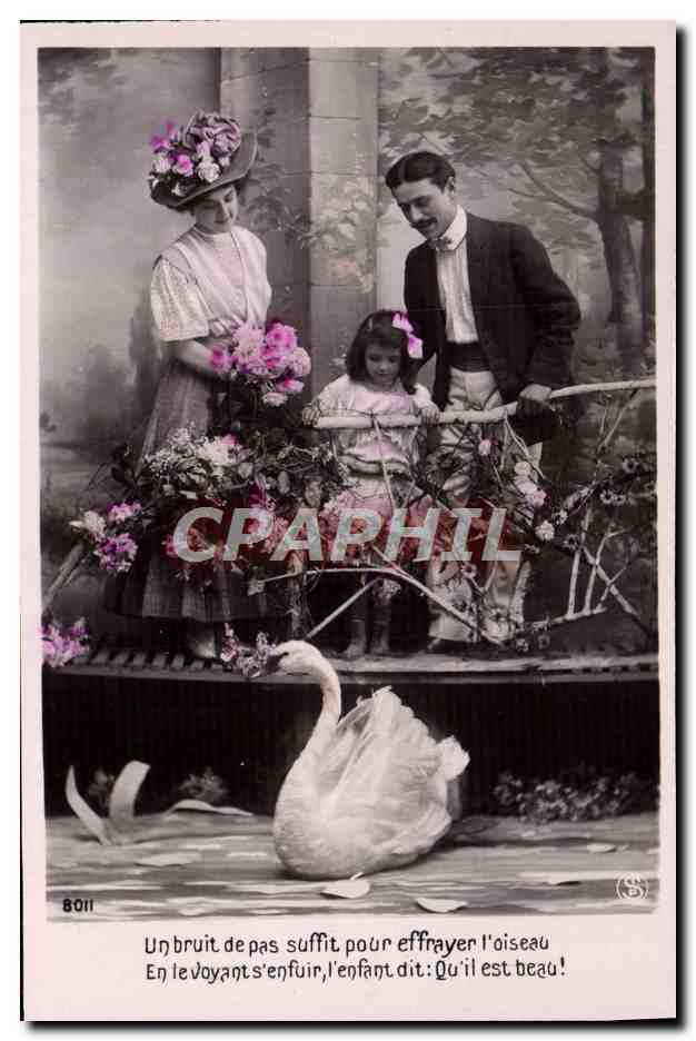 Familie mit Schwan — poetischer Text — Universal Postale Union, Nr. 8011