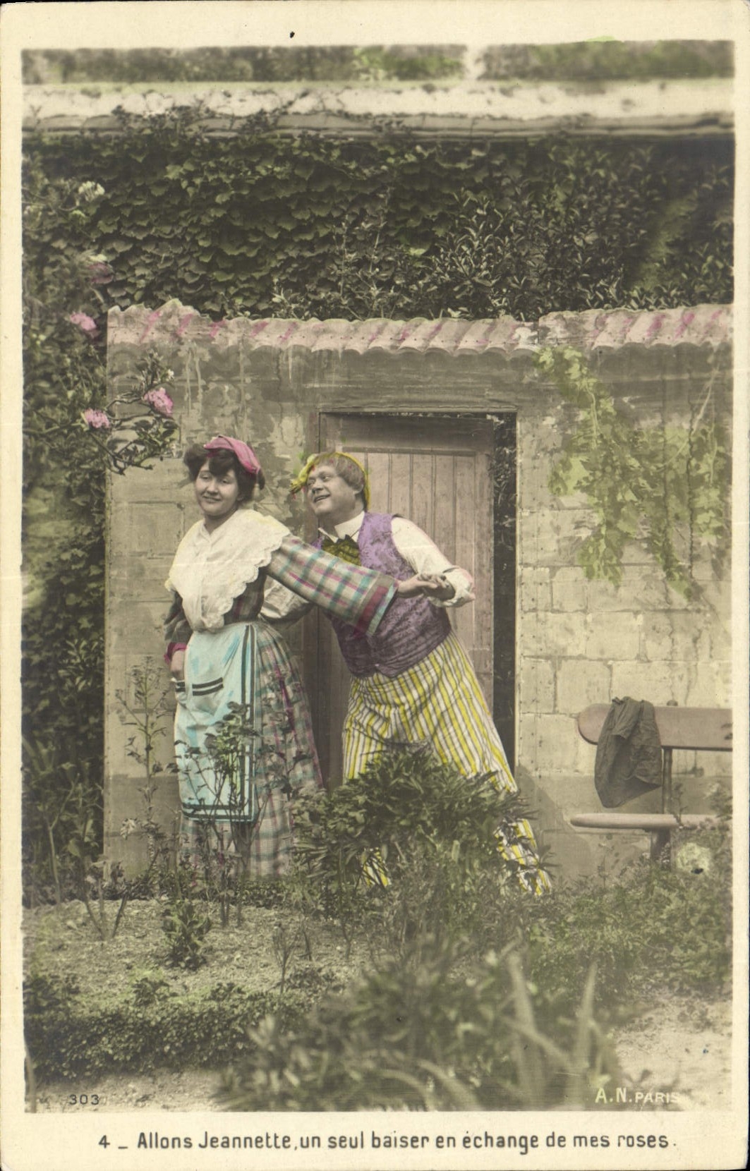 Jeannette et un jeune homme — scène de jardin — A.N. PARIS, n°303