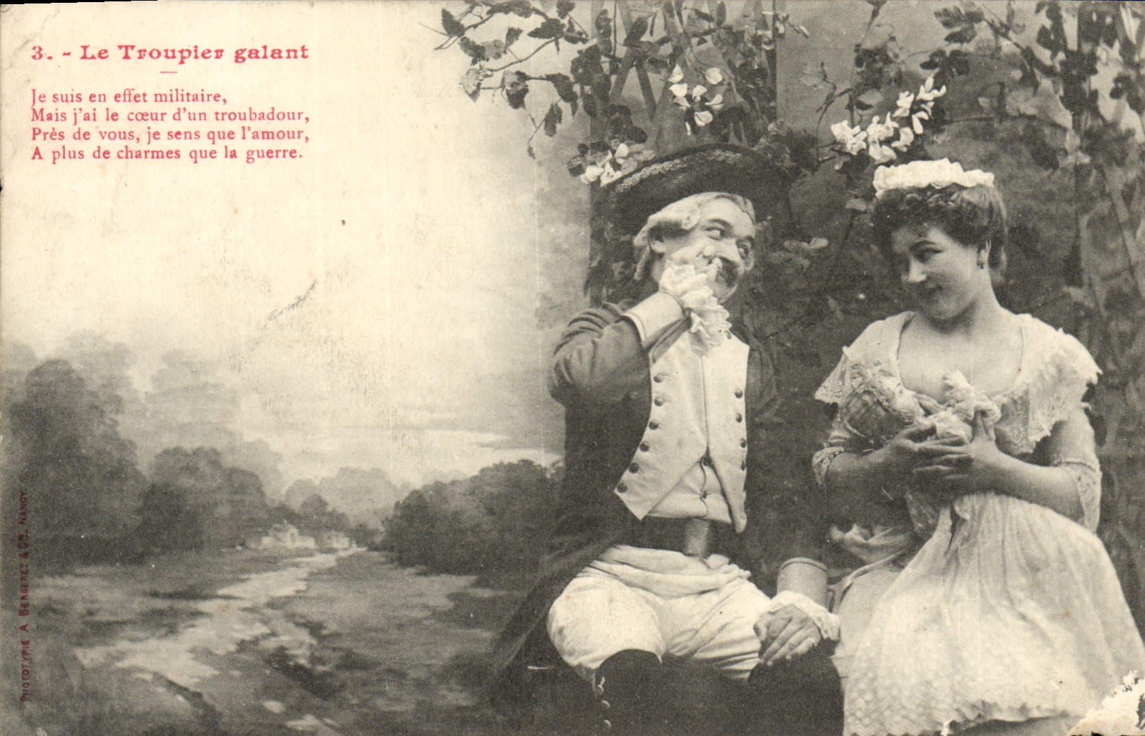 CPA Fantaisie Femme Le troupier galant 