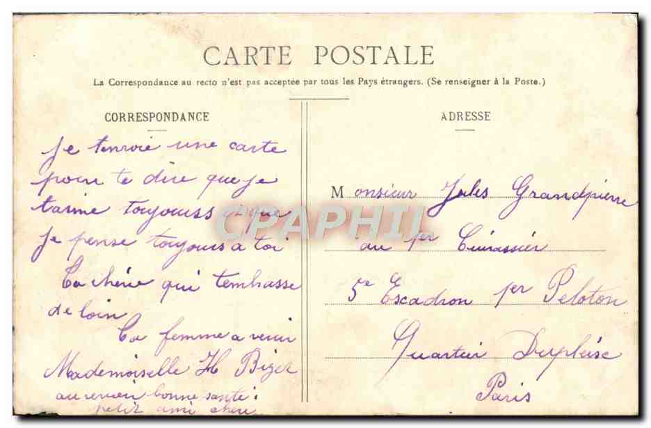 CPA Fantaisie Femme Le troupier galant  — Rückseite
