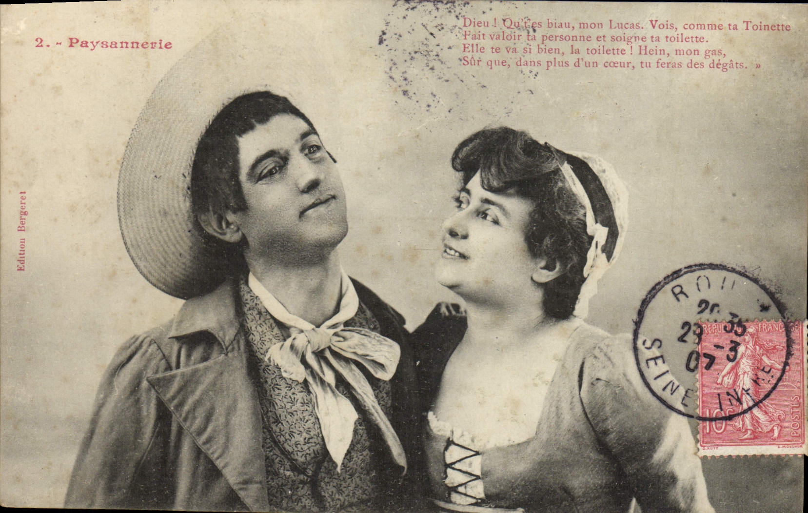 Jeune couple en tenue de paysan — Édition Berguret, n°2