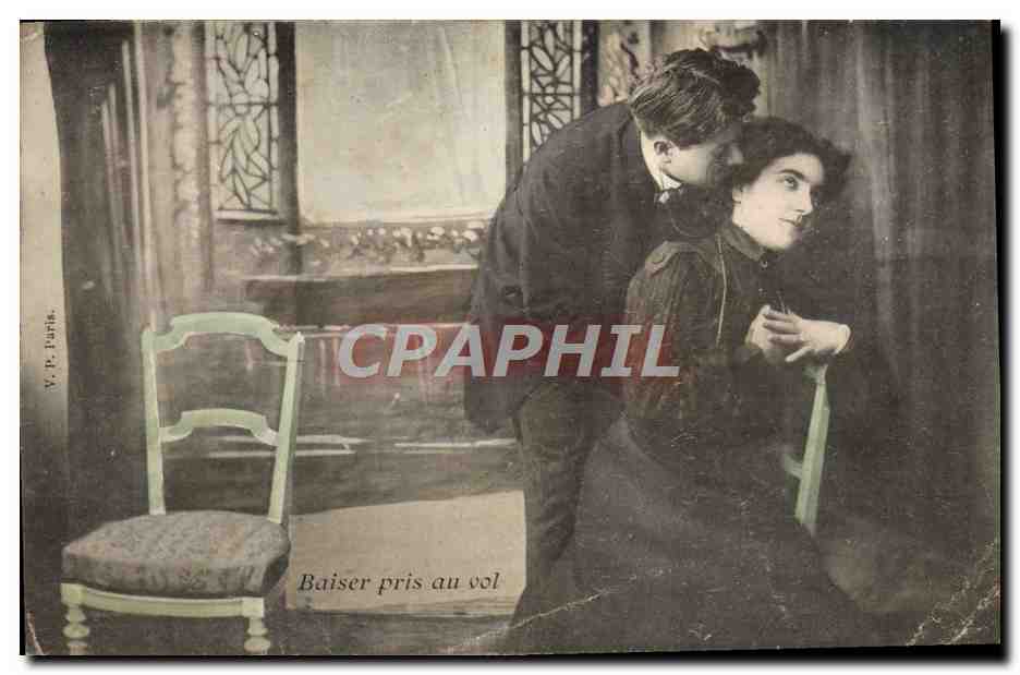 CPA Fantaisie Femme Baiser pris au vol