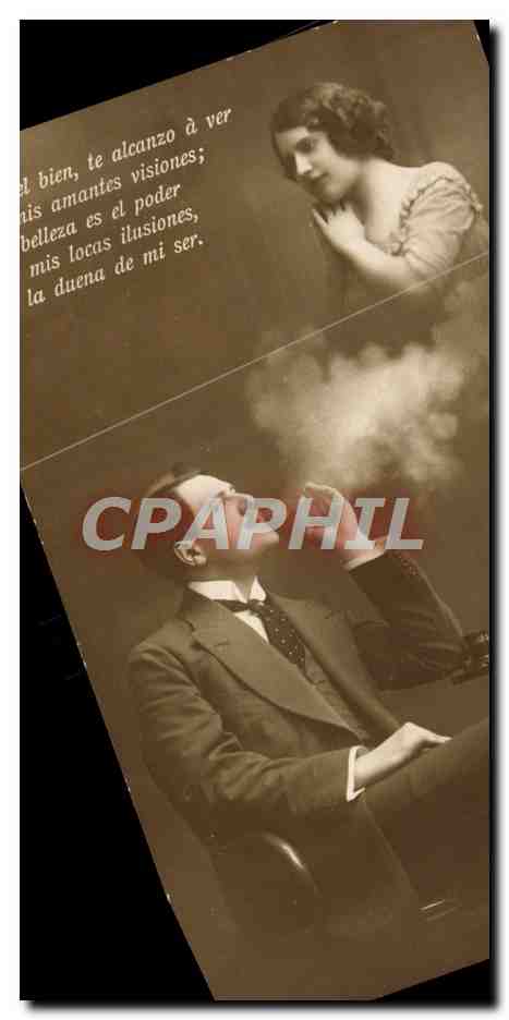 CPA Fantaisie Femme Homme Cigarette Reve