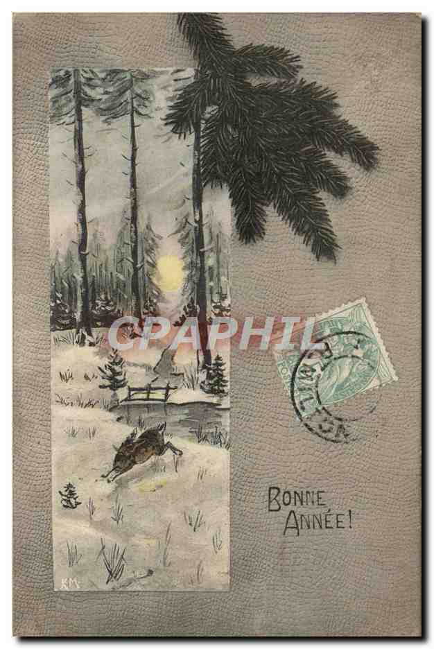 CPA Fantaisie Bonne annee lapin Lievre 