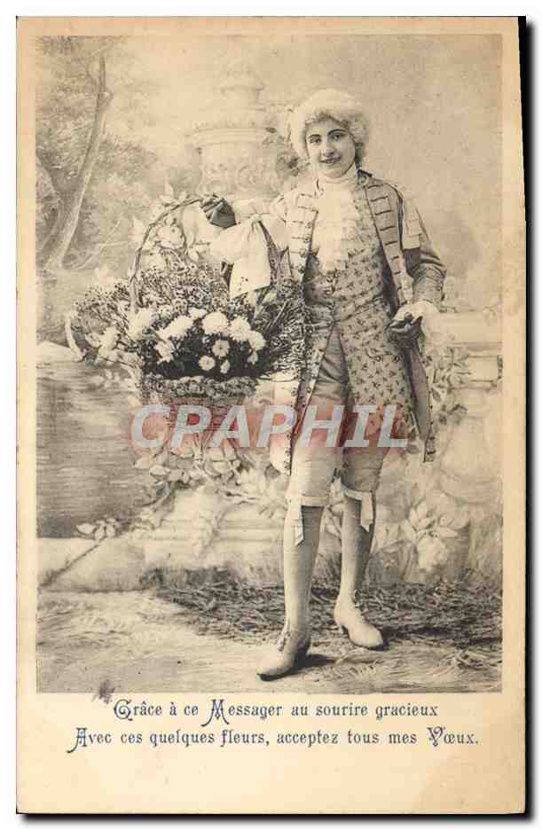 CPA Fantaisie Homme Fleurs 