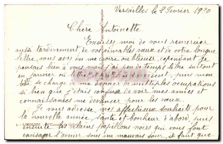 CPA Fantaisie Cascade Heureuse annee — Verso