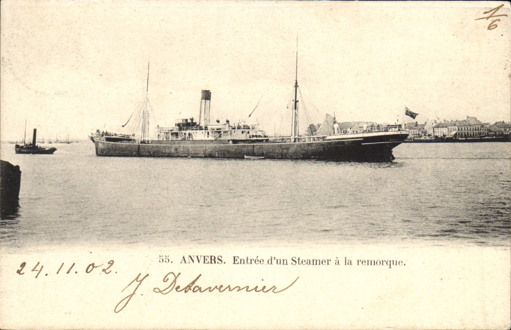 CPA Anvers Entree d'un Steamer a la remorque Bateau