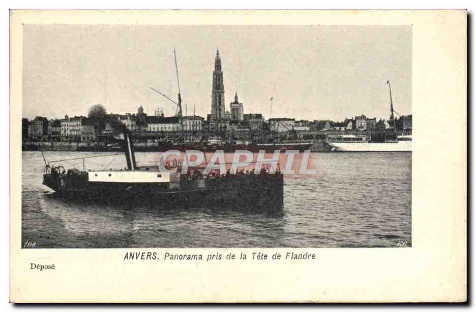 CPA Anvers Panorama pris de la Tete de Flandre Bateau 