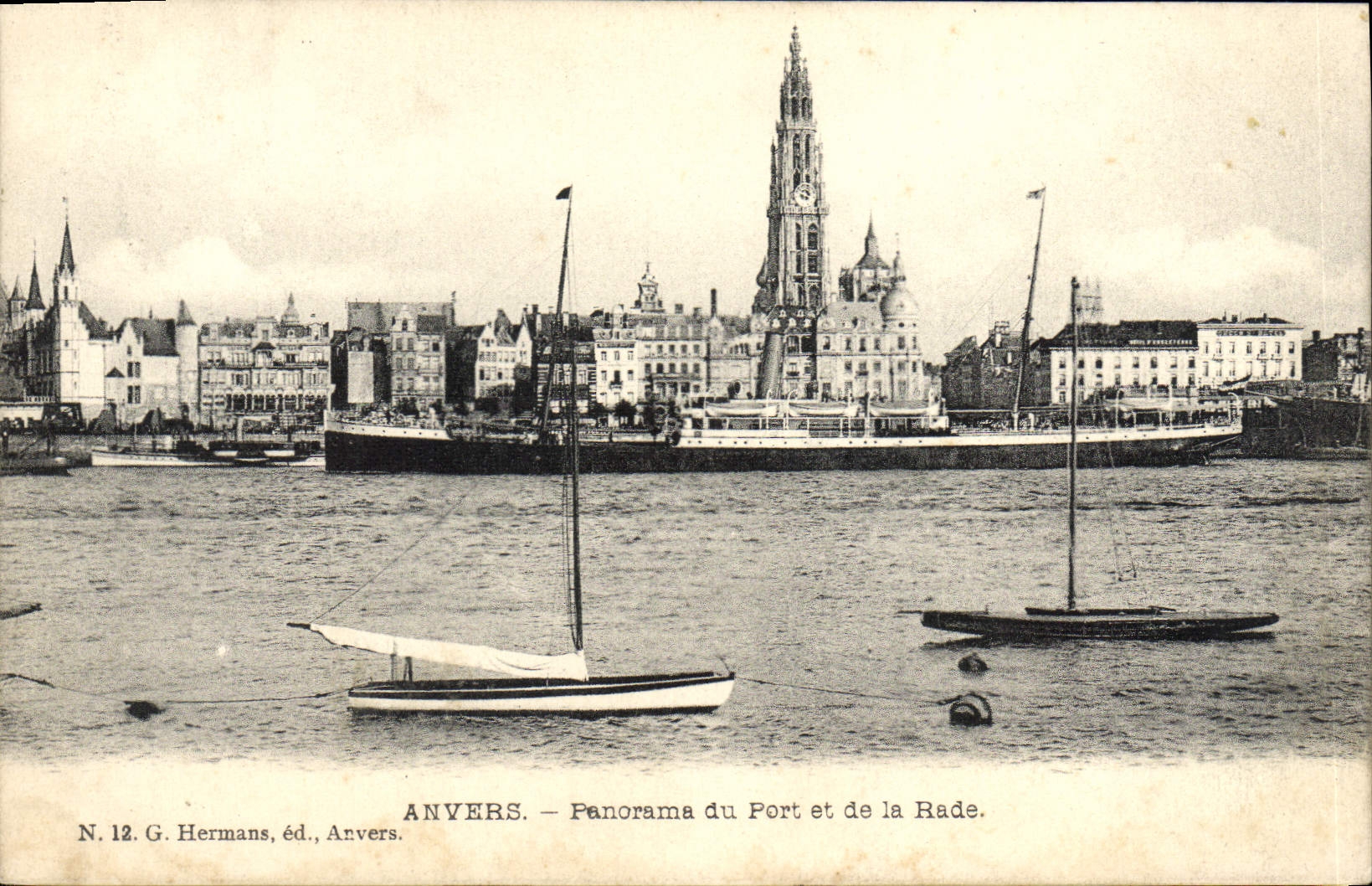 CPA Anvers Panorama du Port et de la Rade Bateau
