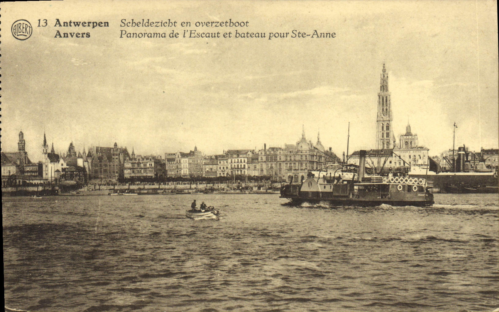 CPA Anvers Panorama de l'Escaut et bateau pour Ste Anne 