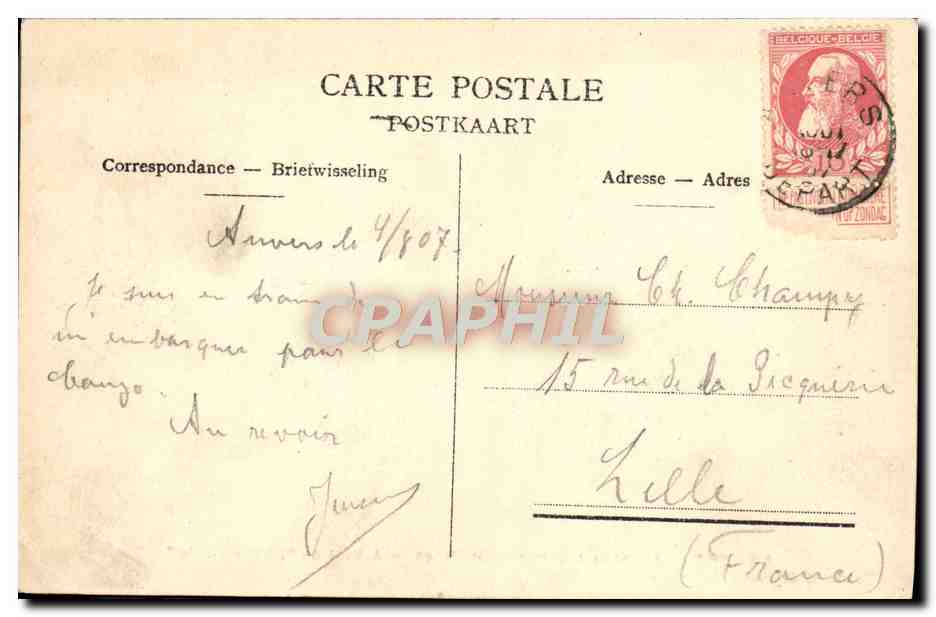 Anvers — Avant le départ pour le Congo — A bord de 'l'Anversville' — G. Hermans, éd., Anvers, N. 664 — Reverso