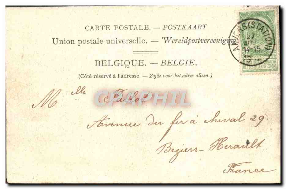 CPA Anvers Monument du Bourgmestre De Weal Hotel Belgica — Rückseite