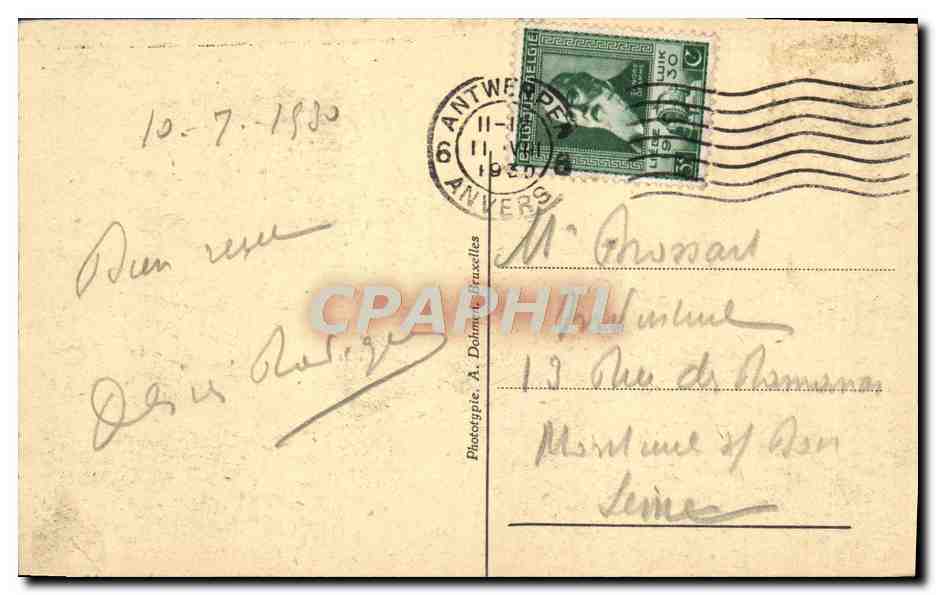 CPA Anvers Le Monument aux morts Militaria  — Back