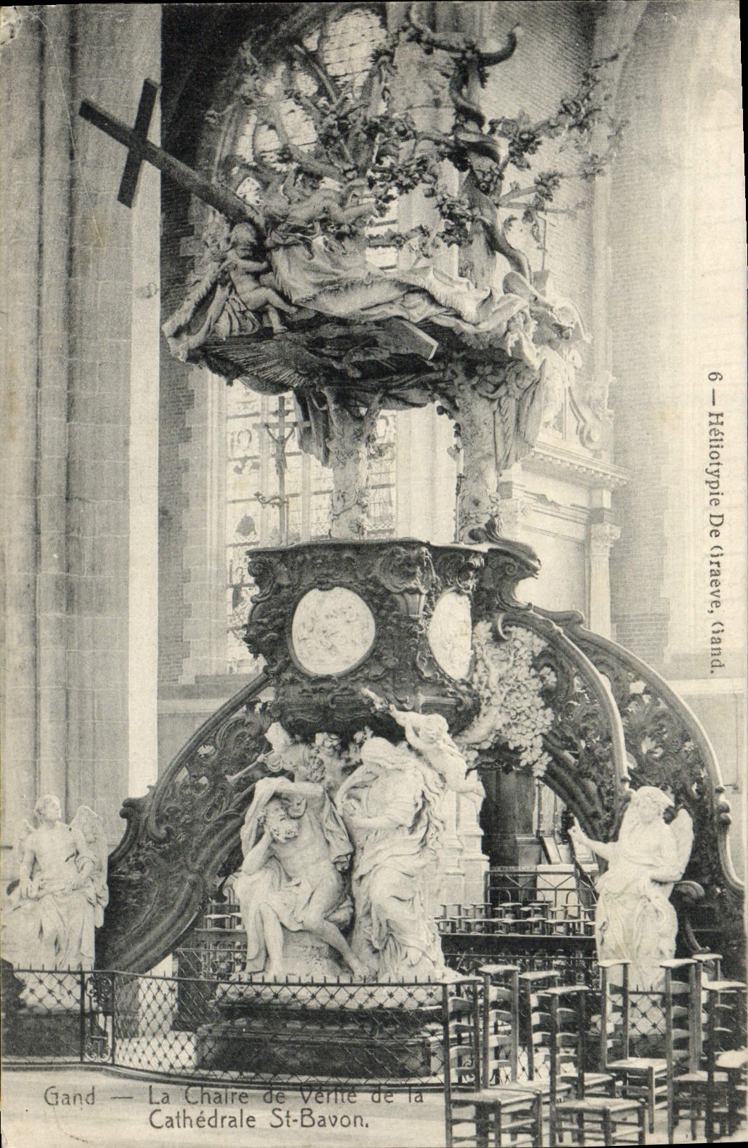 Gand — La Chaire de Vérité de la Cathédrale St-Bavon — Héliotypie De Grave, Gand