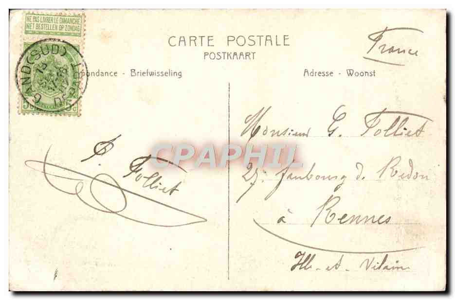 CPA Gand L'Hotel de Ville — Rückseite