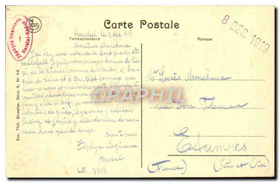 Liège — Hôtel du Gouvernement provincial — Éditeur Ern. Thill, Bruxelles, Série 8, N° 28 — Back