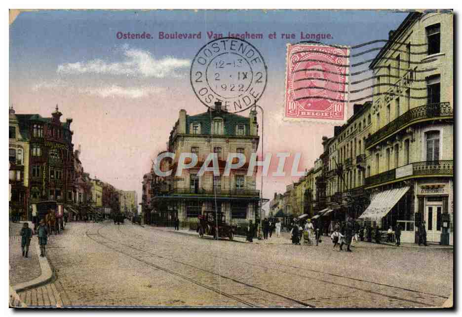 CPA Ostende Boulevard Van Iseghem et rue Longue