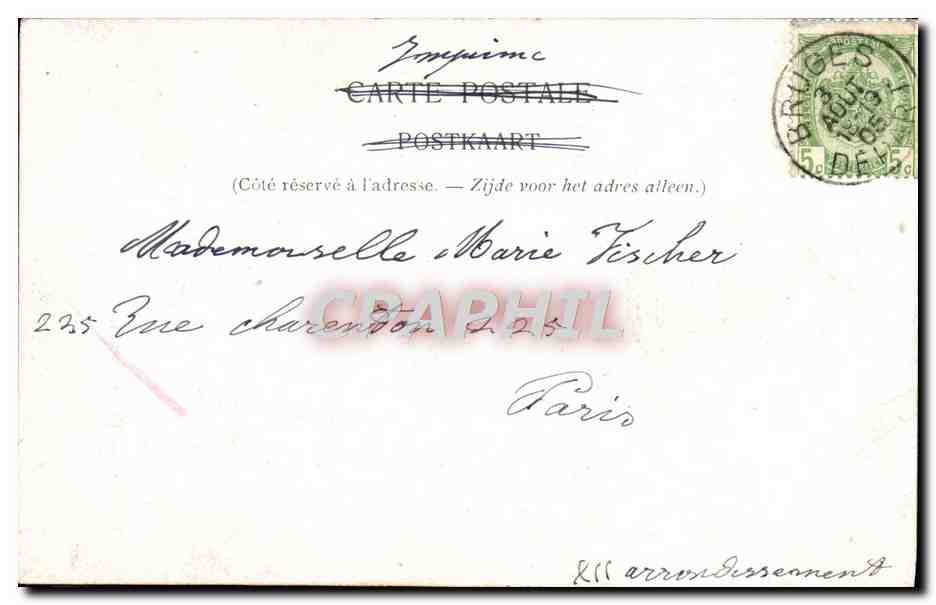 CPA Bruges Cranenburg Quincaillerie — Rückseite