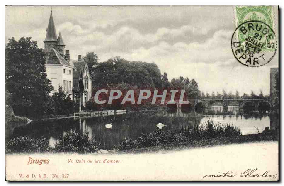 CPA Bruges Un coin du lac d'amour