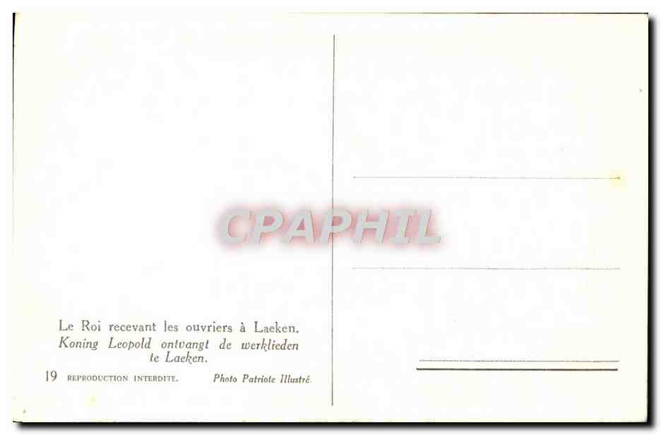 Le Roi recevant les ouvriers à Laeken — Photo Patriote Illustré, n°19 — Verso
