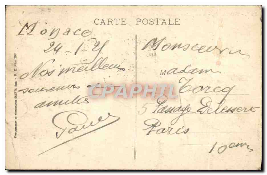 CPA Monaco Vue prise entre les Fleurs — Rückseite