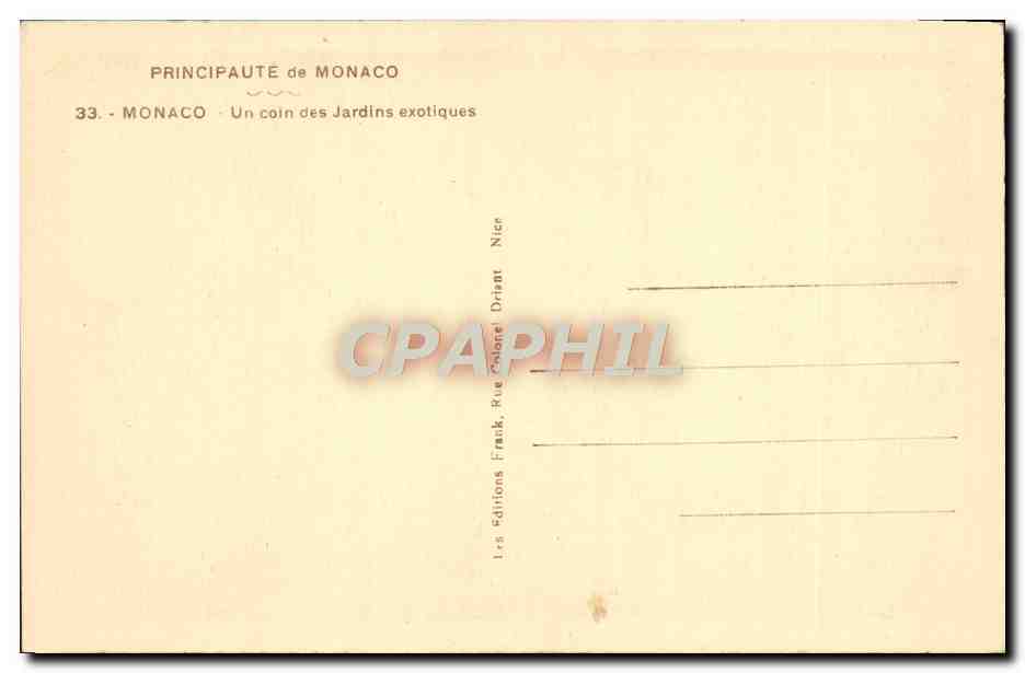 CPA Monaco Un coin des Jardins exotiques — Rückseite