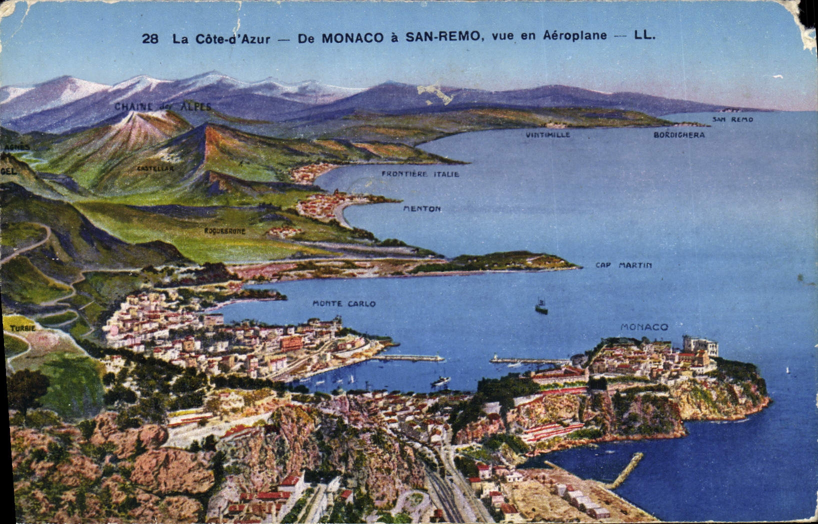 CPA Monaco San Remo vue en Aeroplane