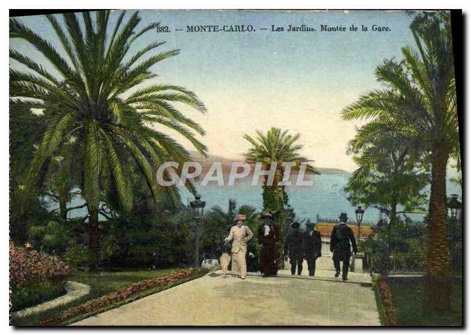 CPA Monte Carlo Les Jardin Montee de la Gare