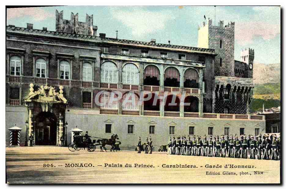 Monaco — Palais du Prince — Carabiniers — Garde d'Honneur — Edition Giletta, phot., Nice