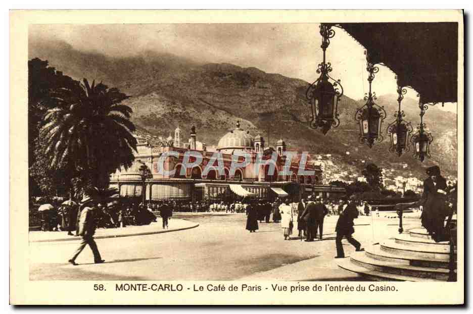 CPA Monte Carlo Le Cafe de Paris Vue Prise de l'entree du casino