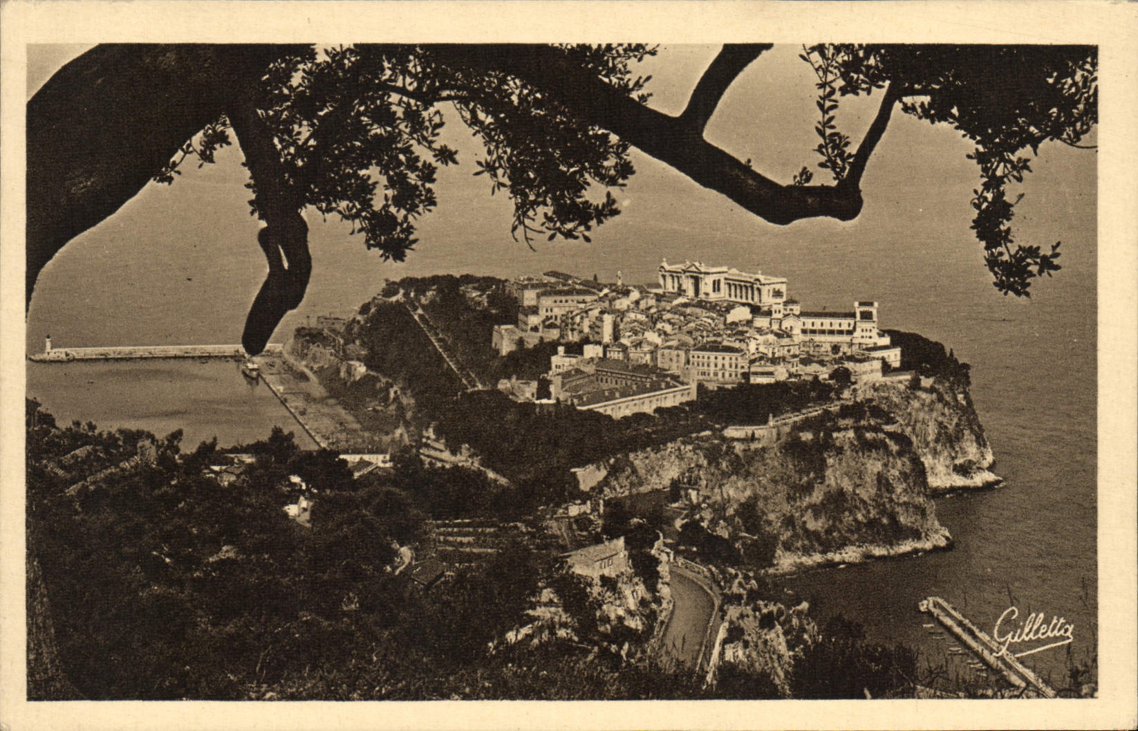 Monaco — Le Rocher entre les Arbres — J. Gilletta et Cie