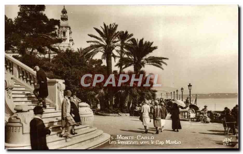 CPA Monte Carlo Les Terrasse Vue vers Le Cap Martin
