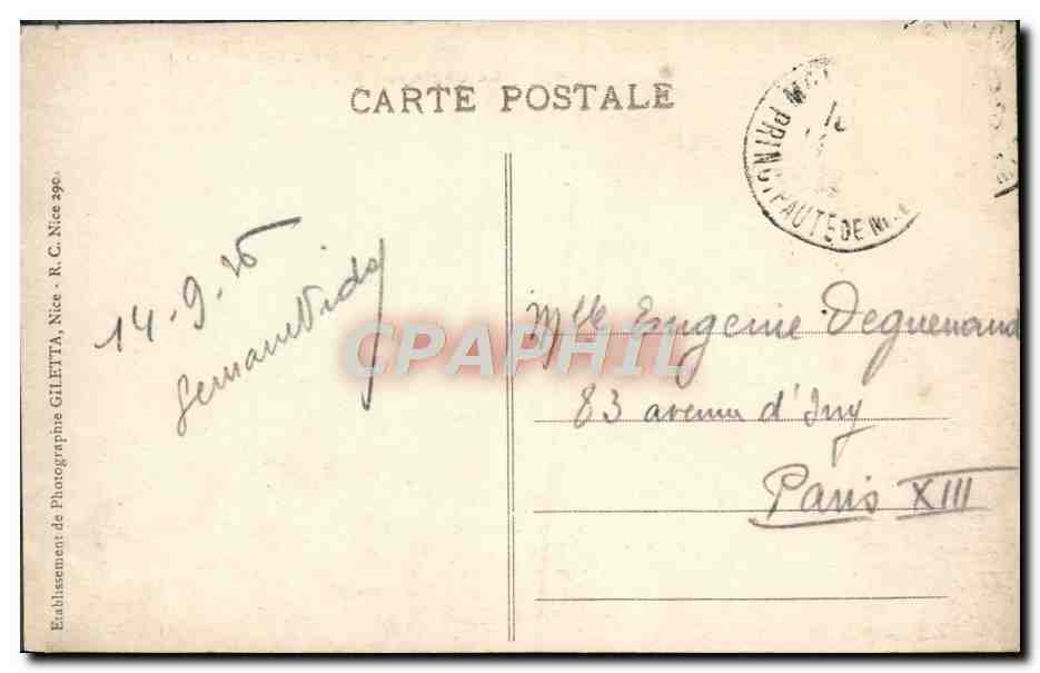 CPA Monte Carlo Le Casino et Terrasse Cafe de Paris — Verso