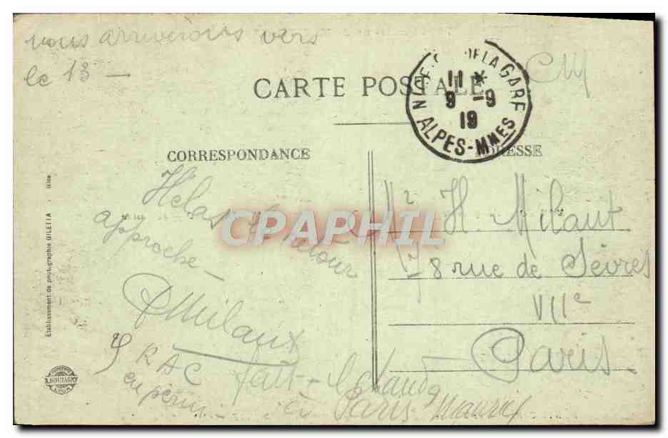 Environ de Monte-Carlo — Vue générale, Le Casino, Le Théâtre, Salle de Jeu — Éditeur : G. Gilet, n° 798 — Verso