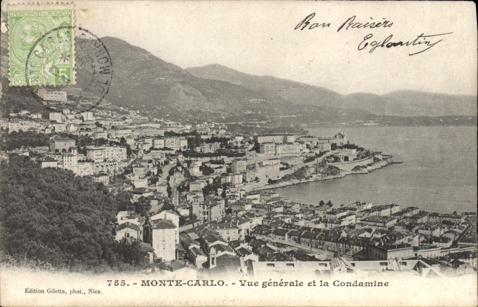 Monte-Carlo — Vue générale et la Condamine — Édition Giletta, phot., Nice, n°755