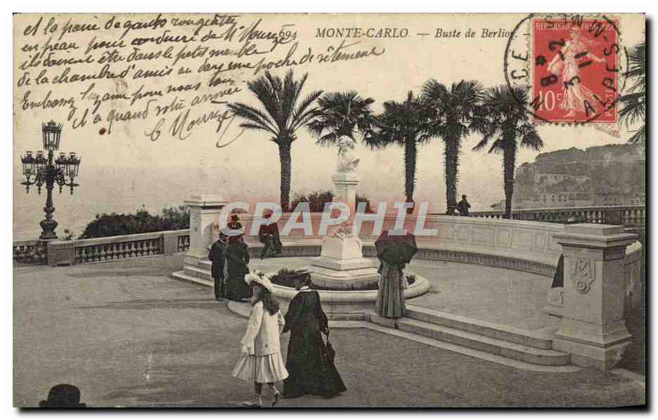 Monte-Carlo — Buste de Berlioz — éditeur non visible, n° de série non lisible