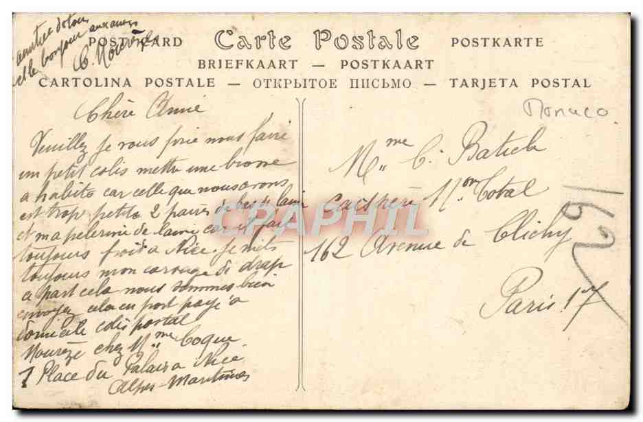 Monte-Carlo — Buste de Berlioz — éditeur non visible, n° de série non lisible — Reverso