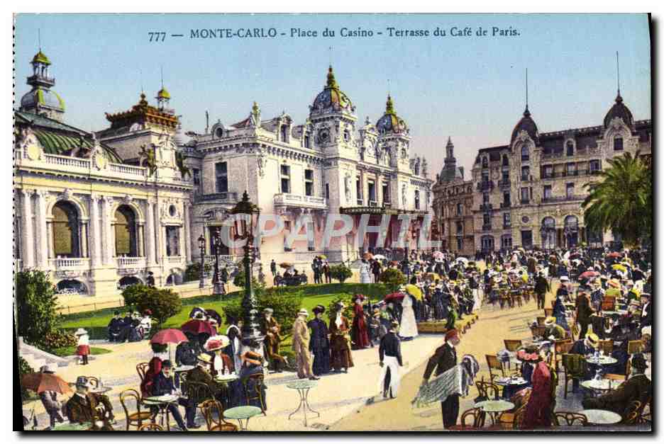 CPA Monte Carlo Place du Casino Terrasse du Cafe de Paris 