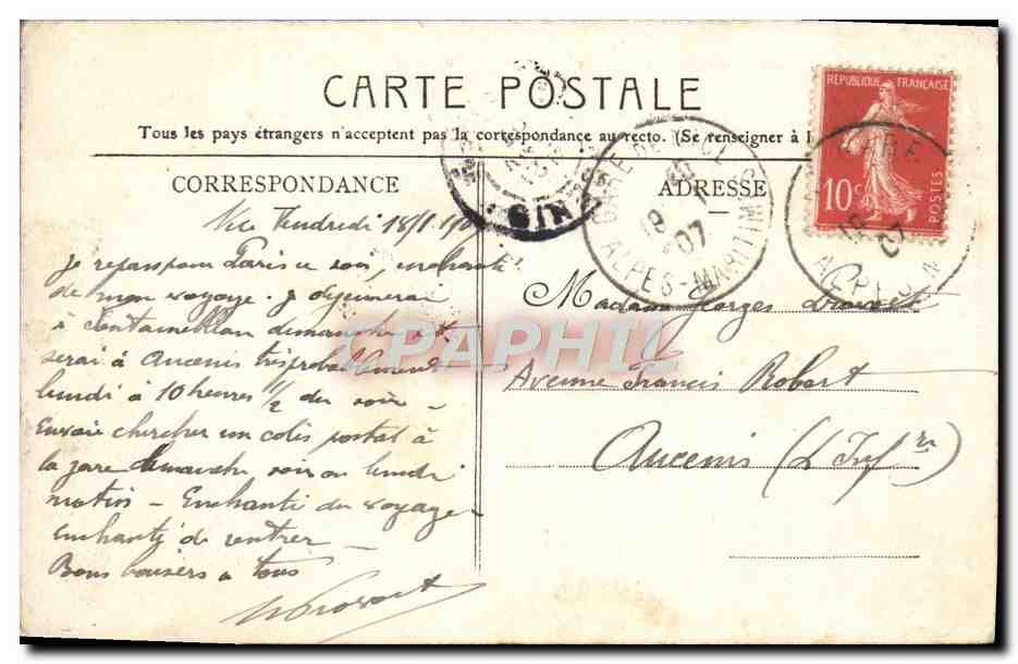 CPA Monaco Le Chateau du Prince — Rückseite