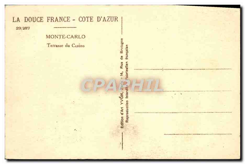 CPA Monte Carlo Terrasse du Casino — Rückseite