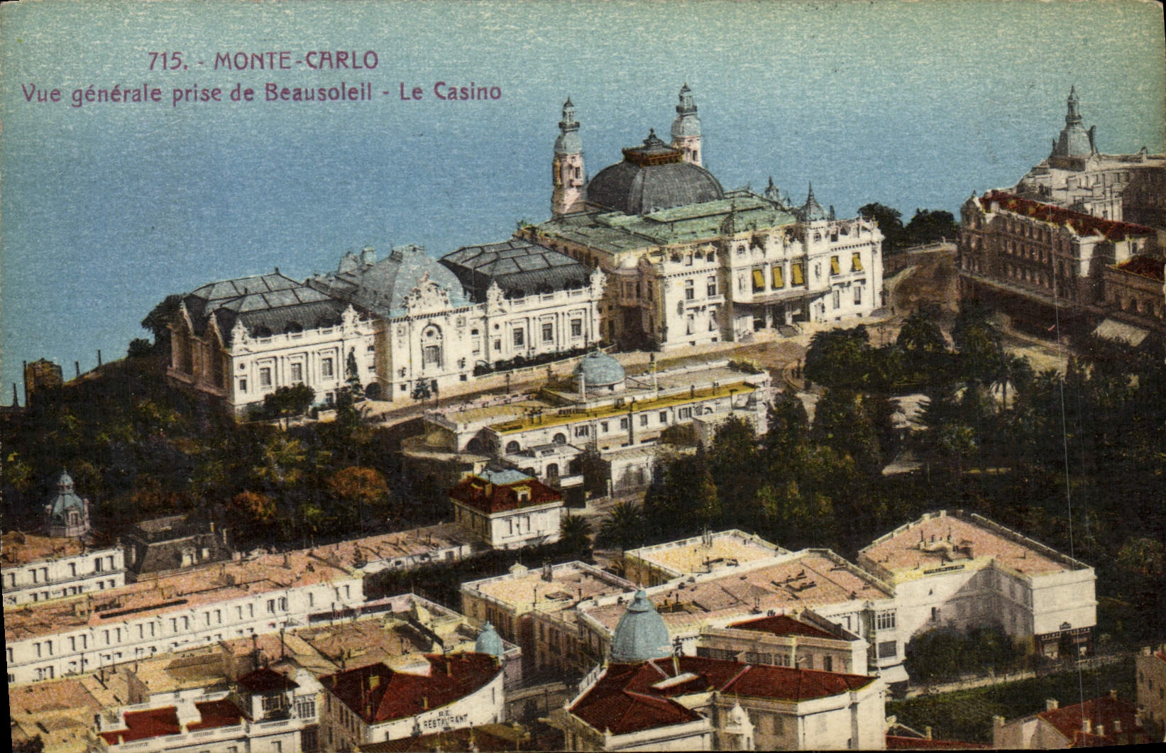 Monte-Carlo — General View from Beau Soleil — The Casino — Edition Giletta, Nice, No. 715