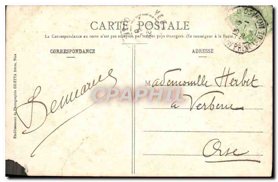CPA Monte Carlo Place du Casino Terrasse Cafe de Paris  — Verso