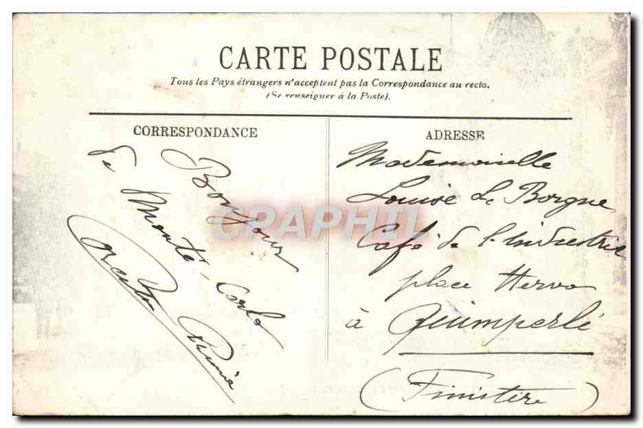 CPA Monaco Le Casino et L'Hotel de Paris — Rückseite