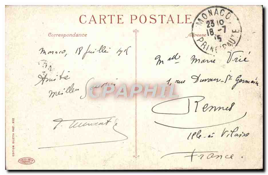 CPA Monaco Palais du Prince La Condamine Le port Bateaux  — Rückseite