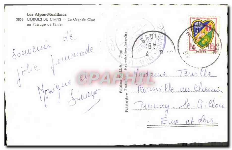 CPM Gorges Du Clans La Grande Clue au Passage de L'Enter — Rückseite
